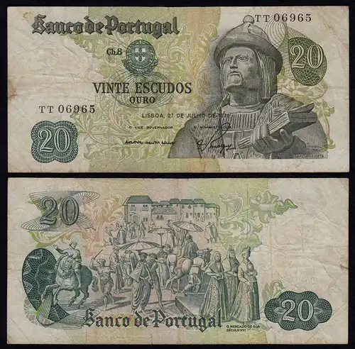 Portugal - 20 Escudos Banknote 1971 - Pick 173  F- (4-)   (21828