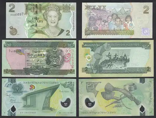 Fidschi - Solomon - Papua New Guinea je 2 Dollars 2007/11 UNC (1)    (31918