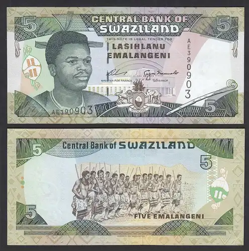 Swasiland - Swaziland 5 Emalangeni (1995) Pick 23a UNC (1) sig. 7A   (31963