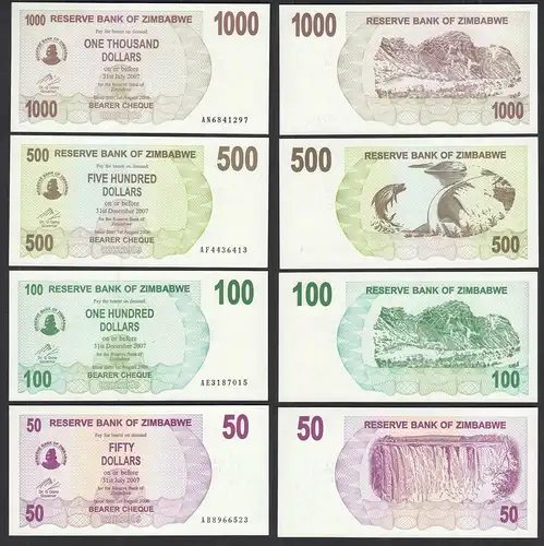 SIMBABWE - ZIMBABWE 50,100,500,1000 Dollars 2007 UNC (1)     (31964