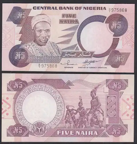 NIGERIA - 5 NAIRA Banknote  PICK 24b 1984 UNC (1) sig. 11  (31965