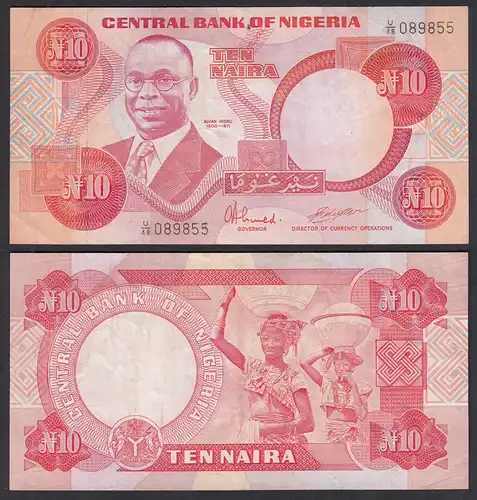 NIGERIA - 10 NAIRA Banknote  PICK 25d (1984-2000) VF (3) sig. 9    (31968