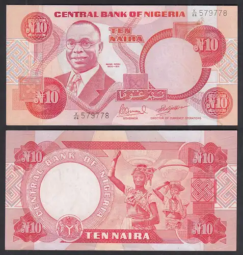 NIGERIA - 10 NAIRA Banknote  PICK 25e (1984-2000) UNC (1) sig. 10    (31973