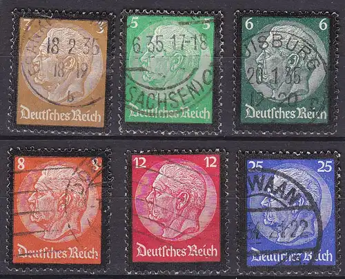 Deutsches Reich 1934 Michel 548-553 gestempelt Tod von Hindenburg  (70466
