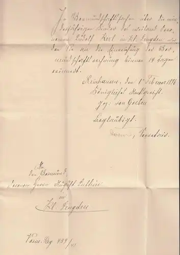 1896 Frei lt.Avers.No. 21 Kgl. Pr. Amtsgericht Reinhausen - Klein Lengden