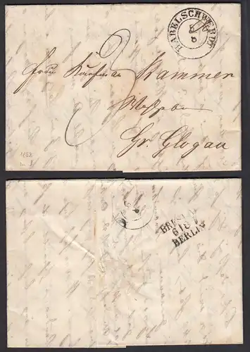 1852 ALTBRIEF HABELSCHWERDT K2 nach GLOGAU mit Inhalt  BAHNPOST   (32093