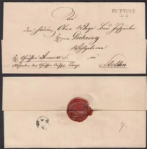 ca.1835 Umschlag TREPTOW L2 nach STETTIN     (32088