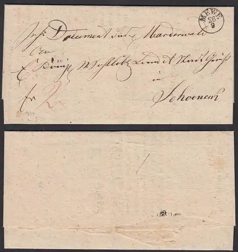 1844 Post Insinuations Dokument von MEWE K1 Schlesien nach SCHOENEICH    (32101