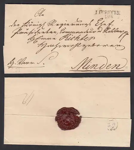 ca. 1825 Umschlag LEBBECKE L2 13.5. nach MINDEN   (32089