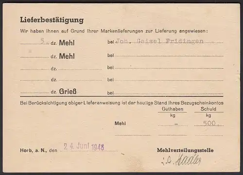 HORB am Neckar 1946 Gebühr bezahlt auf Postkarte nach Kolbingen    (20585