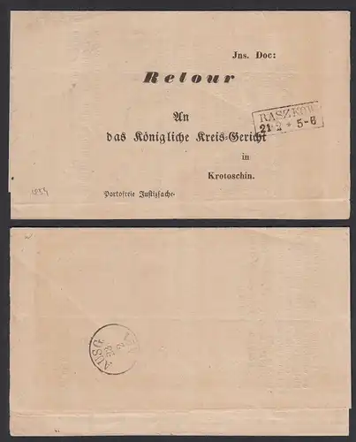 1859 RASZKOW R2 Retour - POST-Insinuations-Document in KROTOSCHIN   (32054