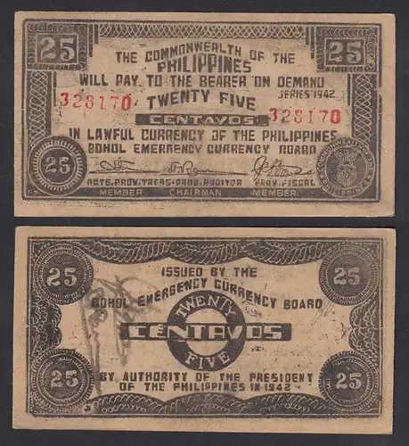 Philippinen - Philippines 25 Centavos, 1942 Pick 133 WWII Emergency Note  (31108