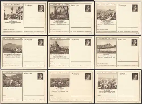 Deutsches-Reich Ganzsachen-Lot Bildpostkarten P304 set 9 Stück ungebraucht