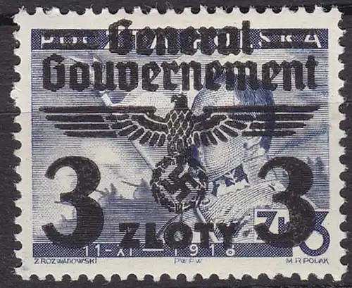 Germany/Generalgouvernement 1940 3 Zloty Mi. 29 * ungebraucht MH   (c482