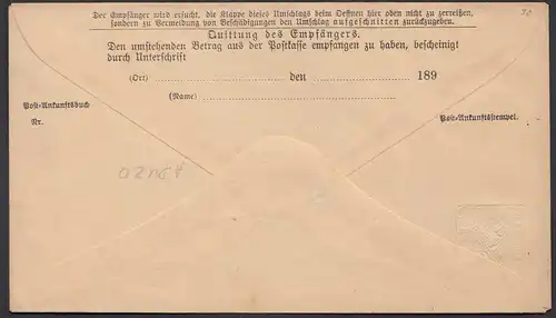 Württemberg Postanweisung Ganzsache Umschlag 20 Pfennig selten   (26430