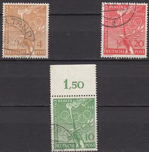 Berlin 1952 Mi, 88-90 gestempelt used Vorolympische Festtage  (c377