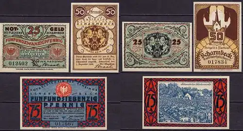 Scharmbeck 25, 50, 75 Pfennig 1920 Kreis Osterholz Notgeld   (ca352