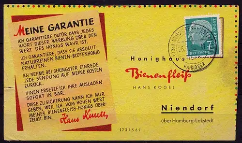 Landpost Hemmingen-Westerfeld über Hannover  Karte 1956   (b966