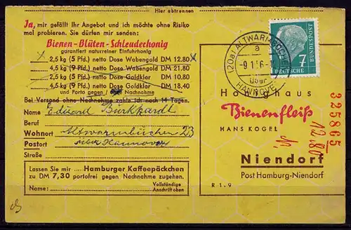 Landpost ALTWARMBÜCHEN über Hannover  Karte 1956   (b967