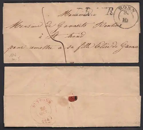 1847 BONN R2 alter Brief mit Inhalt nach ST. TRONG    (32077