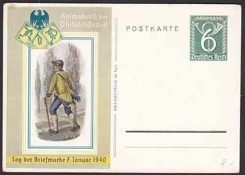 Deutsches Reich 1940 Ganzsache P289 Reichsbund der Philatelisten  (32148