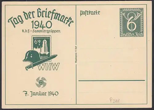 Deutsches Reich 1940 Ganzsache P288 Tag der Briefmarke   (32153