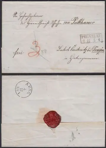 ca. 1840 PRENZLAU R2 alter Umschlag nach Deutsch-Carstenitz bei Denzin   (32126