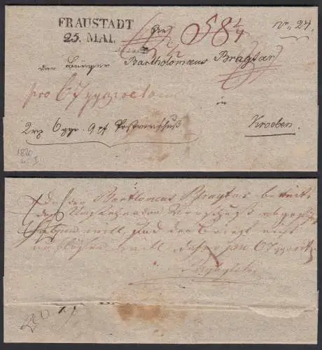 1820 FRAUSTADT L2 Schlesien Brief mit Inhalt nach KROEBEN Posen   (32129