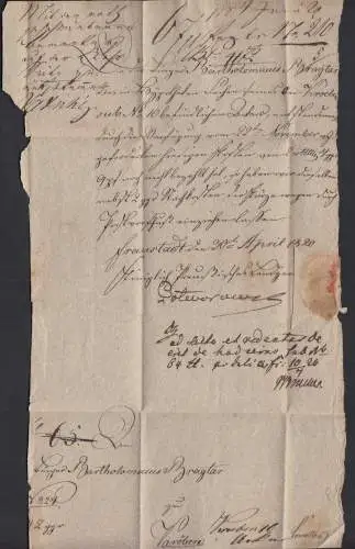 1820 FRAUSTADT L2 Schlesien Brief mit Inhalt nach KROEBEN Posen   (32129