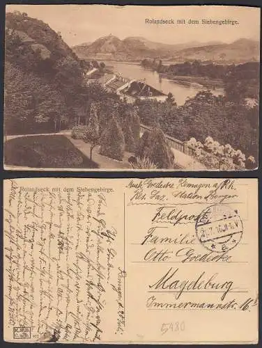 AK 1910 Rolandseck mit dem Siebengebirge als Feldpost gelaufen   (32176