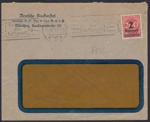 Deutsches Reich Infla Brief 2 Mill.auf 200 von Deutsche Auskunftei München gepr.