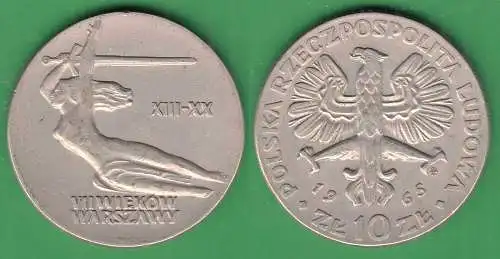 Polen - Poland 10 Zlotych 1965 - 700 Jahre Warschau    (30765