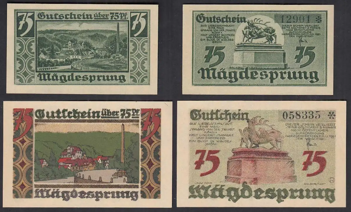 Mägdesprung 1921 2 x 75 Pfennig Notgeld Gutschein   (32111