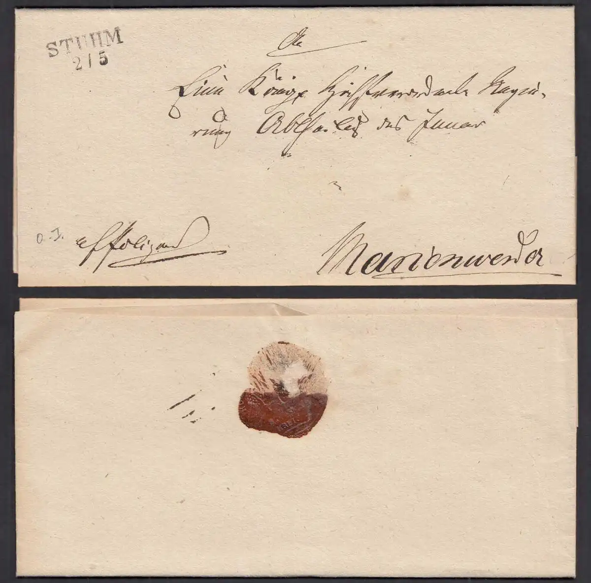 ca.1825 STUHM L2 Pommern alter Umschlag nach MARIENWERDER   (32132