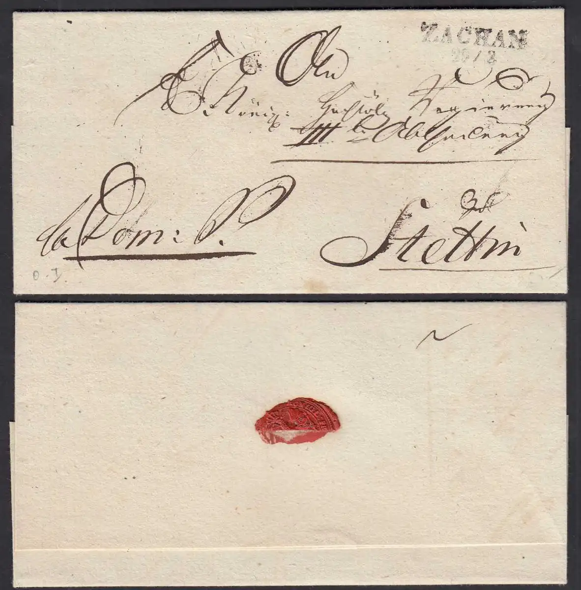 ca.1825 ZACHAN L2 Pommern alter Umschlag nach STETTIN   (32133