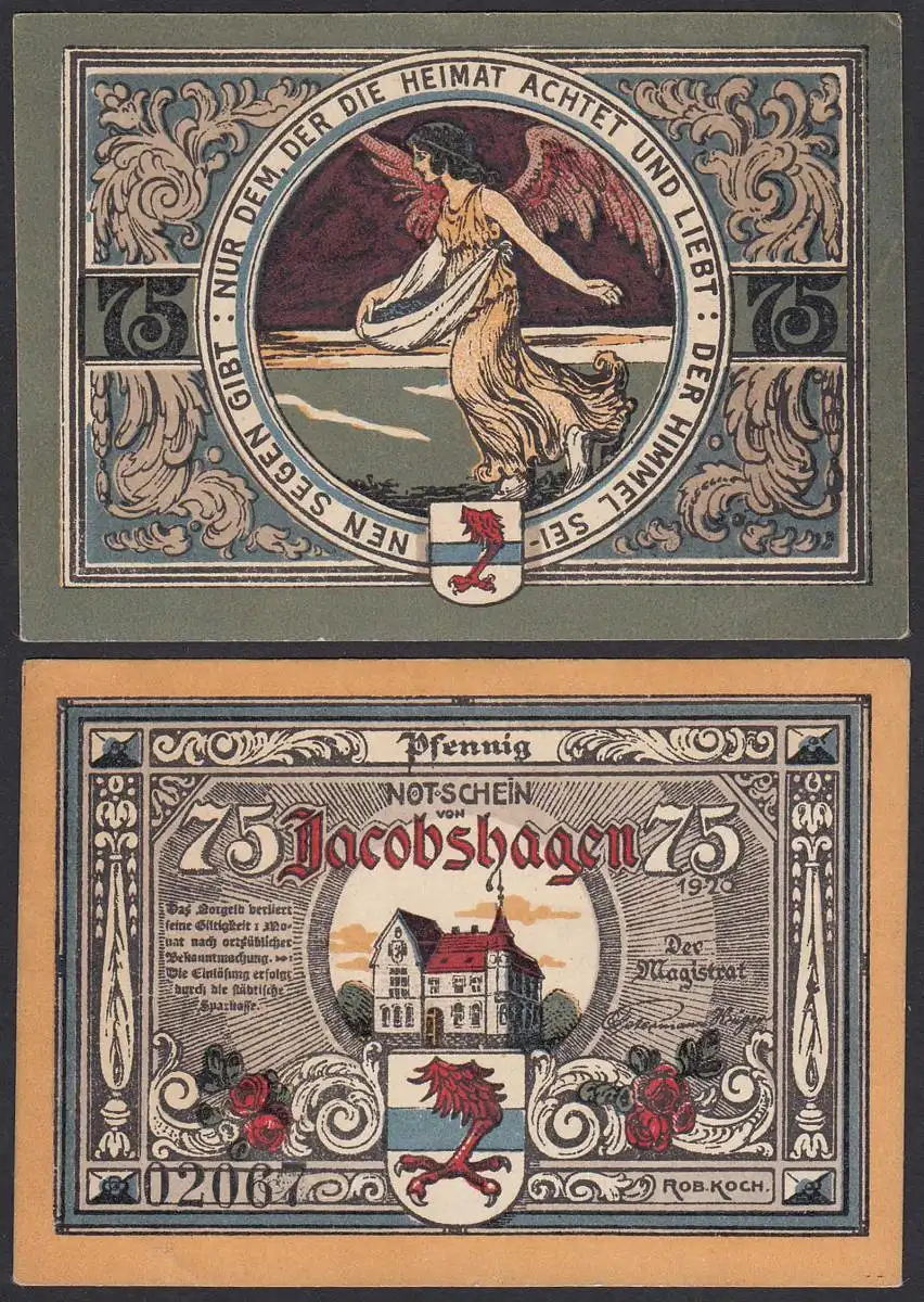 Jacobshagen 1920 75 Pfennig Notgeld     (32246
