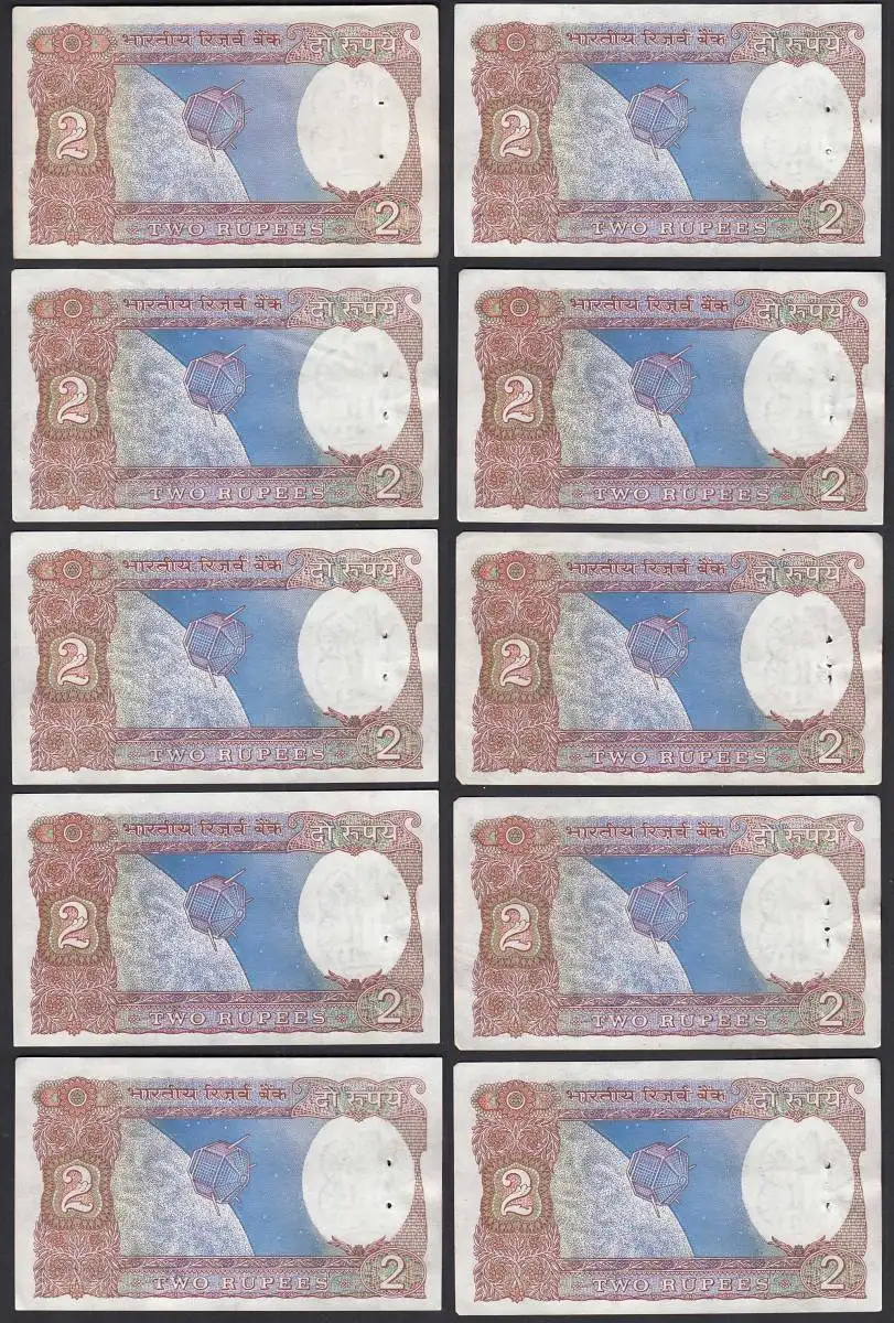 Indien - India - 10 pieces a´2 RUPEES 1976 Letter A Pick 79h - XF (2) sign. 84