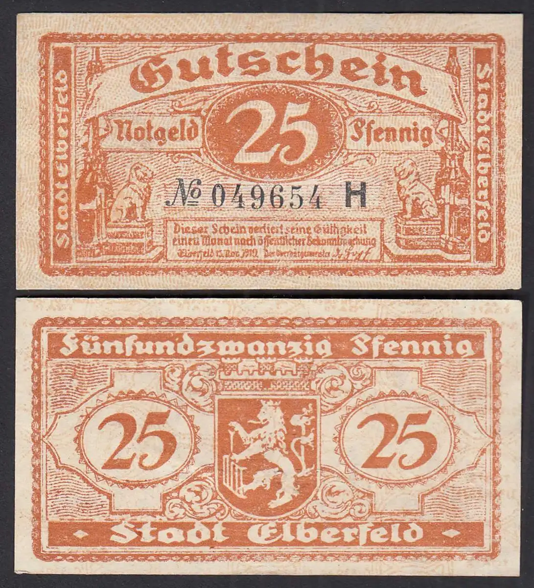 Elberfeld (Wuppertal) 1919 25 Pfennig Notgeld Gutschein    (32268