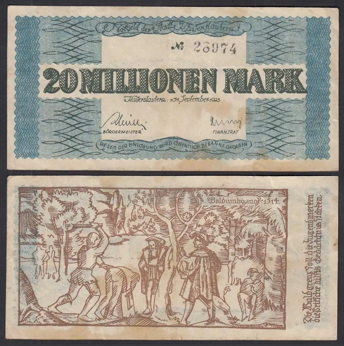 Kaiserslautern - Notgeld 20-Millionen Mark 1923    (32275