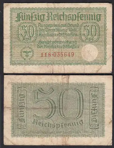 50 Pfennig 1939-44 Reichskreditkassen Serie 306 Ro 550a Pick R135 F- (4-) (32312