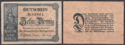 10 Pfennig 1917 Rüdesheim Notgeld Gutschein    (32314