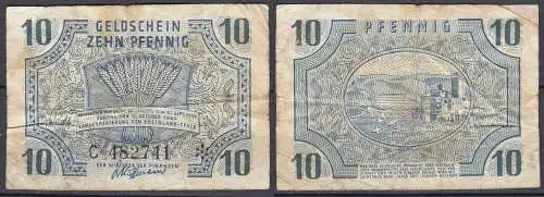Ro 212 Rheinland-Pfalz 10 Pfennig Landesregierung 15.10.1947 F- (4-)    (32316