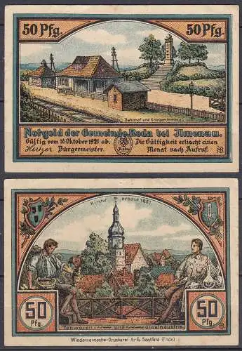 50 Pfennig 1921 Roda bei Ilmenau Notgeld Gutschein   (32318