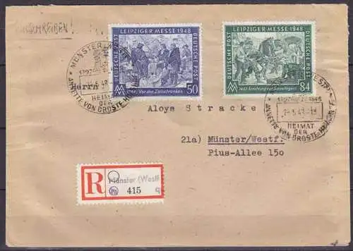 Münster Sonderstempel 1948 R-Brief Provisorischer R-Zettel   (5875
