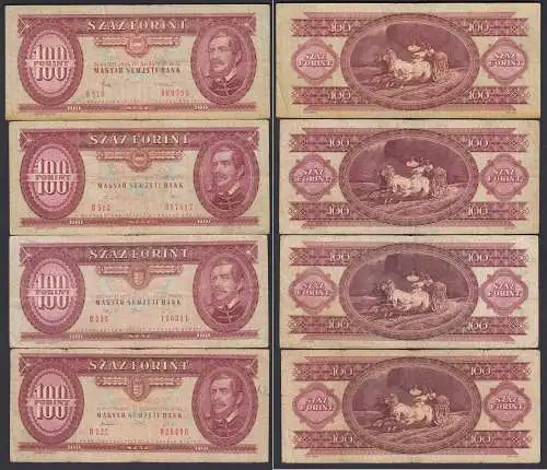 UNGARN - HUNGARY 4 x 100 Forint  1980,1984,1992,1993 Pick 171f+g und 174a+b 