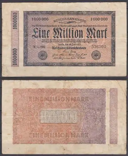 Ro 93 - 1 Million Mark 1923 Pick 93  F- (4-)  FZ: DK - BZ: K Kölner Provisorium