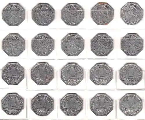 Germany - 10 pieces of 10 Pfennig HAMM 1919 Notgeld Iron RAR     (32376