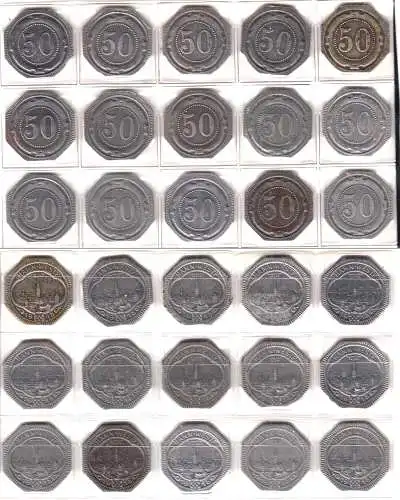 Germany - 15 pieces of 50 Pfennig HAMM 1918 Notgeld Iron RAR     (32377