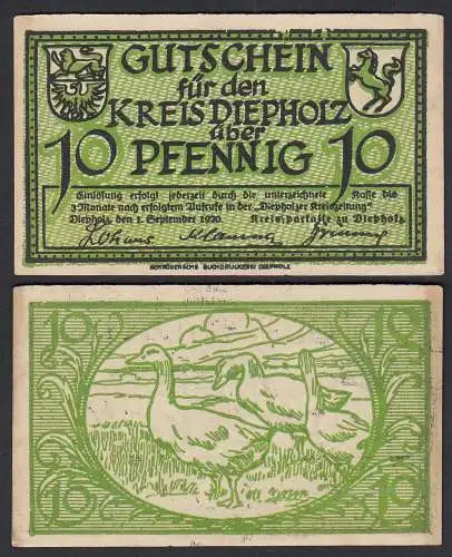 Niedersachsen - Diepholz 10 Pfennig 1920 Notgeld Gutschein    (32369