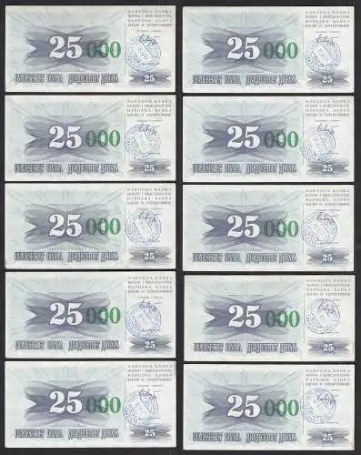 BOSNIEN - HERZEGOVINA 10 St.á 25.000 grün Dinara 15.10.1993 Pick 54a VF/XF (2/3)